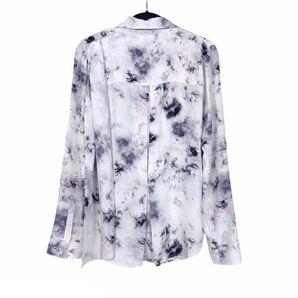 Leith Ivory Abstract Print Wrap Around Silk Blouse - Picture 6 of 9